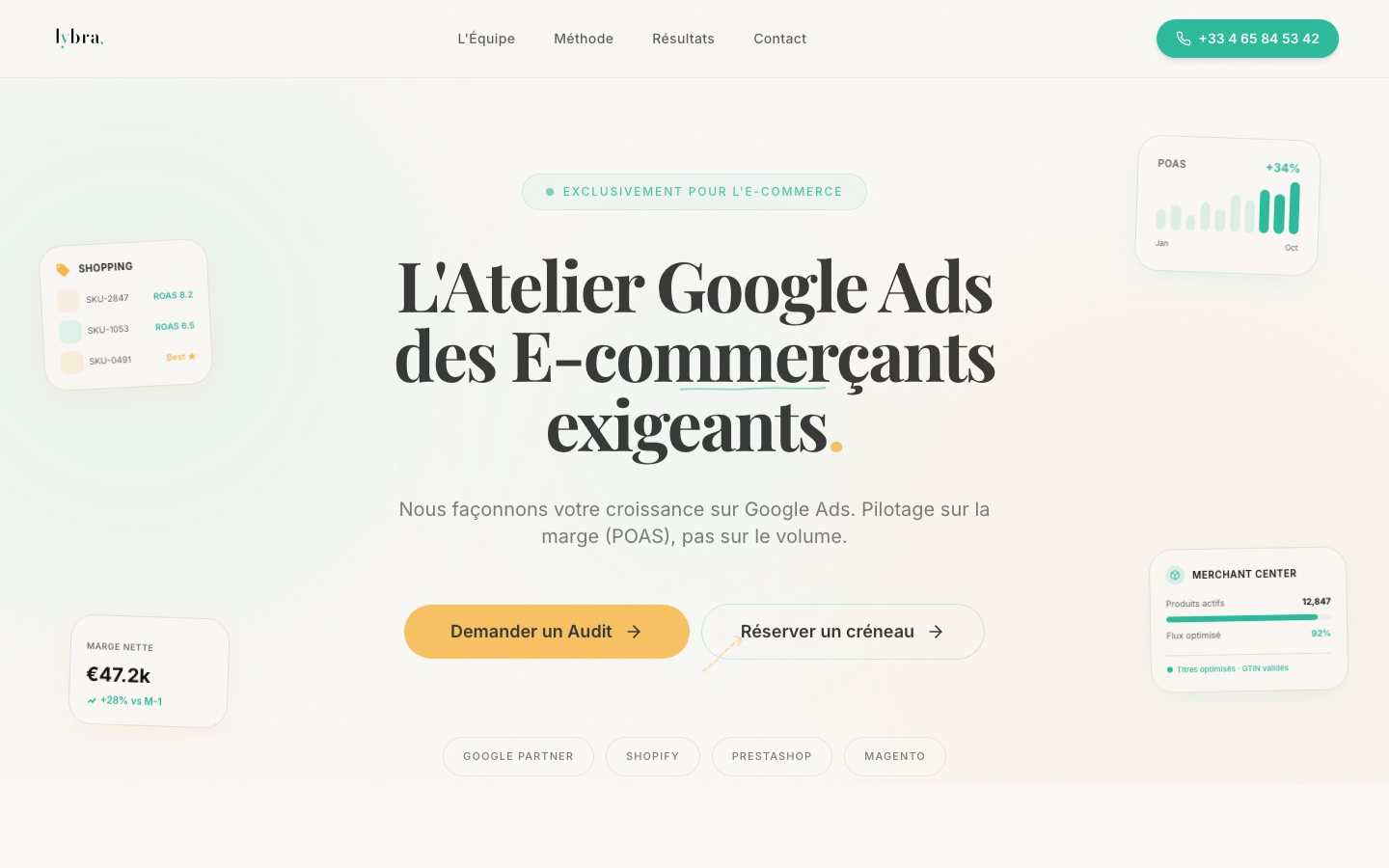 Capture d'écran du site Lybra E-commerce